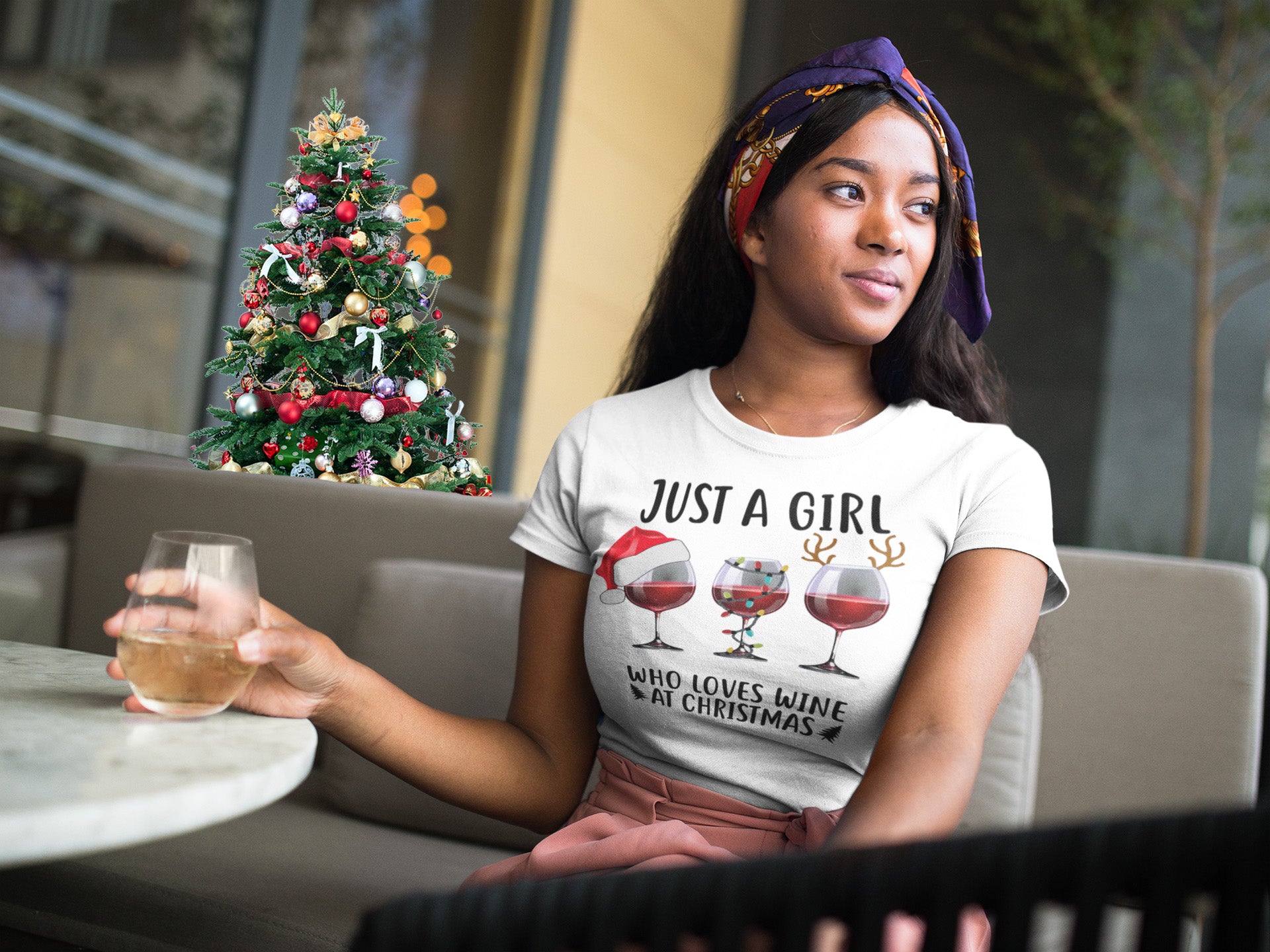 Just A Girl Who Loves Wine At Christmas